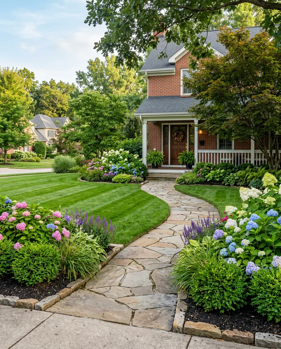 Landscaper kneeling on a lawn with a clipboard talking with a homeowner about their property